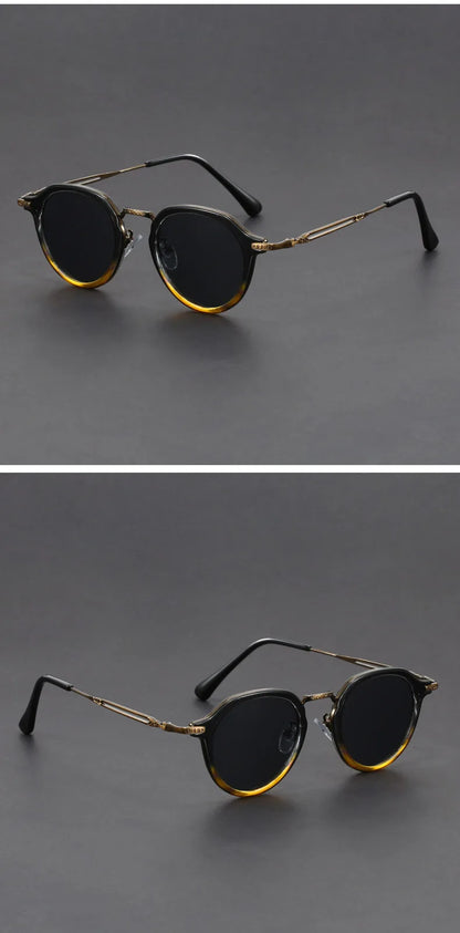 Retro Geometric Round Frame Simple Design UV Protection Men Women Polarized Sunglasses Customizable Prescription 1061