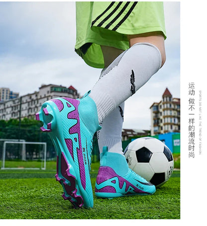 Fashion Pink Soccer Shoes Men's  Professional Lightweight Sock Football Boots Outdoor Non-slip Original Football Cleats Sneakers