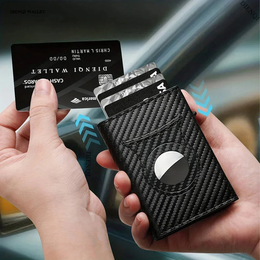 Porte-monnaie antivol homme, porte-cartes de crédit RFID pour Apple AirTag, porte-cartes bancaires homme, étui mince et minimaliste, portefeuille intelligent AirTag
