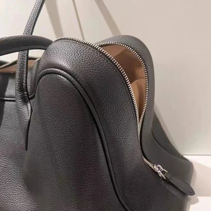 Genuine Leather Bowling Bags For Women Luxury Designer Handbags And Purses 2025 New In Cowhide Lychee Texture Underarm Shoulder