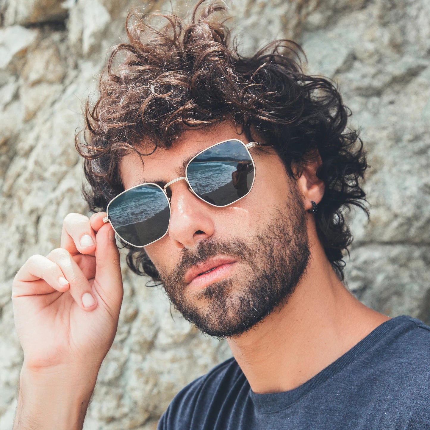 Fashion Hexagonal Geometry Polarized Sunglasses for Men and Women Polygon Metal Shade Pilot Sun Glasses ZS1203
