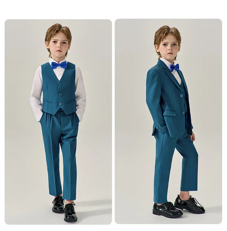 Prince Kids Purple Jakcet Vest Pants Bowtie Piano Party Dress Boys Wedding Ceremony Photograph Suit Children Performance Costume