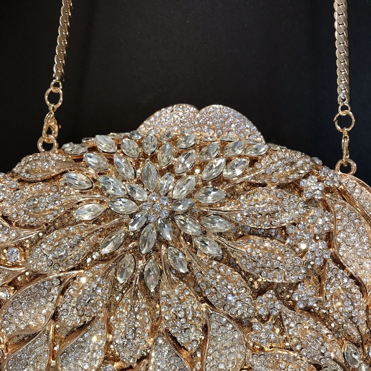 Gold Metal Leaves White Crystals Evening Clutch Bags Luxury Women Wedding Party Purse Ball Handbags Rhinestone Mini Shell Bag