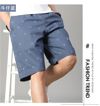 Men's Cotton Print Shorts Streetwear Casual Cotton Workwear Summer Breathable Fitness Knee Shorts Sports Shorts Sweatwear 6XL