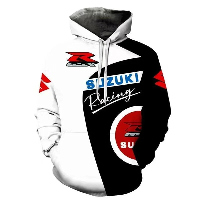 men's casual hoodie, 3D printed long-sleeved top for outdoor motorcycle and bicycle enthusiasts, autumn and winter