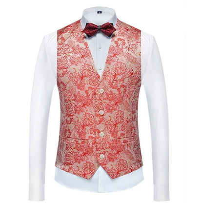 26 Colors Men's Suit Vest Single-breasted V-neck Vests Jacket Men Wedding Party Waistcoat Red Blue Green White Pink