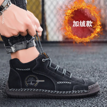 Fashion Men Ankle Boots Handmade Mens Boots Lightweight Mens Designer Boots Outdoor Sneakers Leather Work Boots Plus Size 38-48