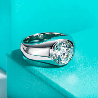 4ct D Color Moissanite Men Rings 18K Gold Plated  Silver Engagement Bezel Rings For Men Factory Jewelry Wholesale