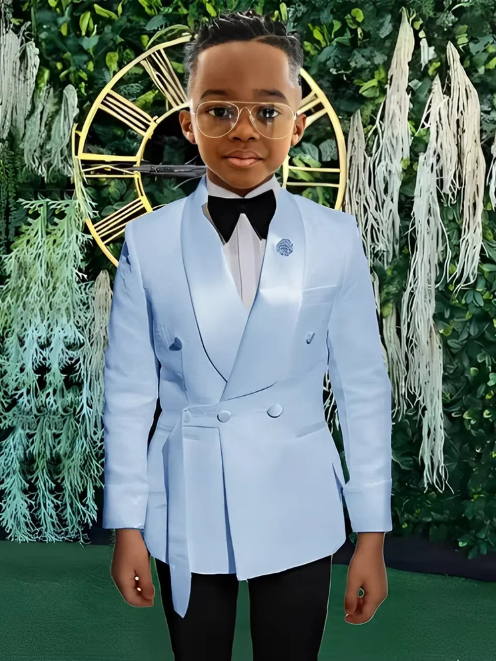 High Quality Boys Shawl Lapel Suits 2 PiecesJacket Pants For Stage Performance Double Breasted Kids Suit Set Wedding Guest Wear