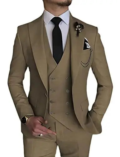 Dark Blue Slim Fit 3 Piece Wedding Suits for Men Best Man Groom Tuxedos Smart Casual Prom Party Business Costume Homme Male Set