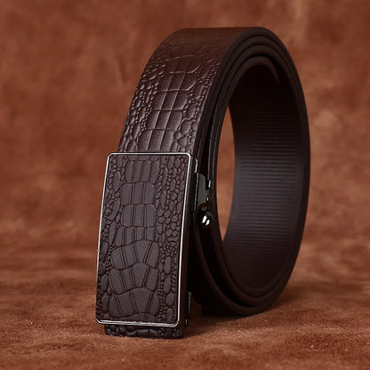 3.5CM Pure Cowhide High Quality Genuine Leather Belts for Men Strap Male Toothless Automatic Buckle Business Suit Trouser Belt