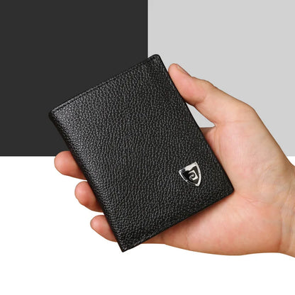 100% Genuine Leather Men Wallet Premium Product Real Cowhide Wallets For Man Short Black Credit Card Cash Receipt Holder Purse