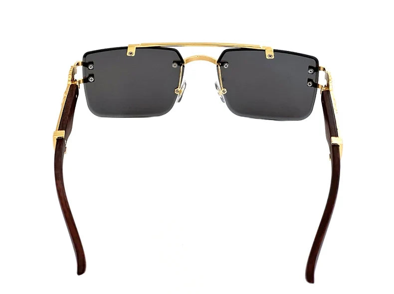 New In Sunglasses For Men Wooden Rimless Sunglasses Women  Vintage Square Fashion Glasses Luxe Gafas De Sol Hombre Zonnebril Sun