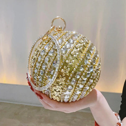 Round Pearl Clutch Purse Handbag Luxury Elegant Evening Bag Ring Handle For Women Bride Bridesmaid Wedding Party Handbag Purses