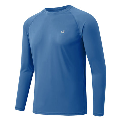 Men UPF 50+ Long Sleeve T-Shirt, Rash Guard Breathable Tops, Pullover Shirt for Sport Fishing Hiking Running Beach Surfing