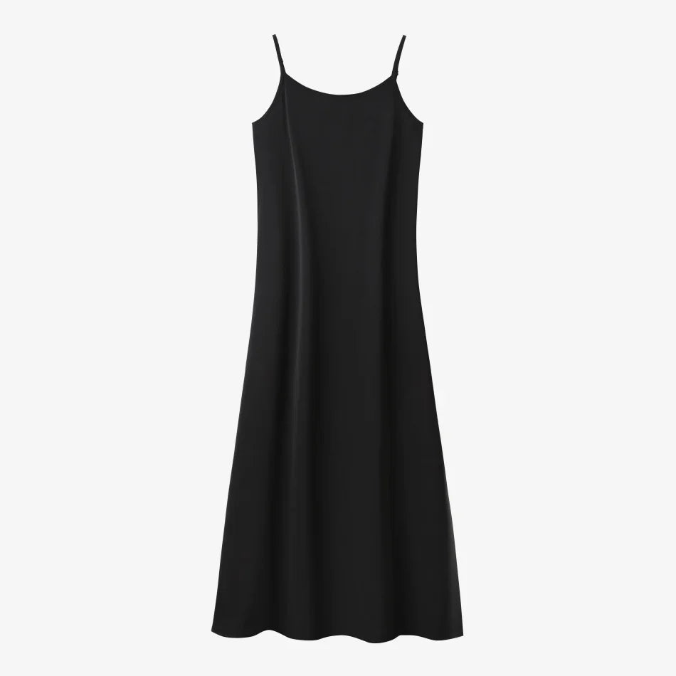 AS SS26 Luxe elegance slip satin dress + knitted top woman clothing set adjustable maxi floor length