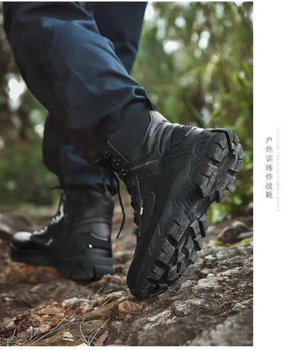 New Men Tactical Boots Ankle Waterproof Desert Hunting Hiking Shoe Unisex Lace Up Male Army Boot Brand Motorcycle Climbing Shoes