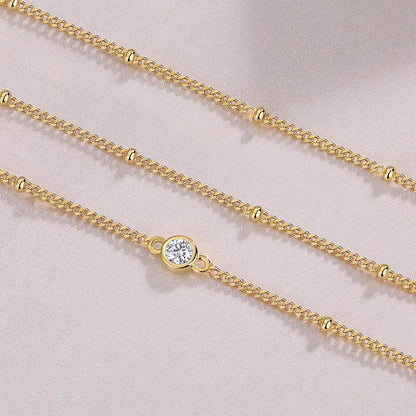 3mm Round Bezel Moissanite Bracelets for Women 14-21cm Adjustable Chain GRA Certified s925 Silver Diamond Bubble Bracelet