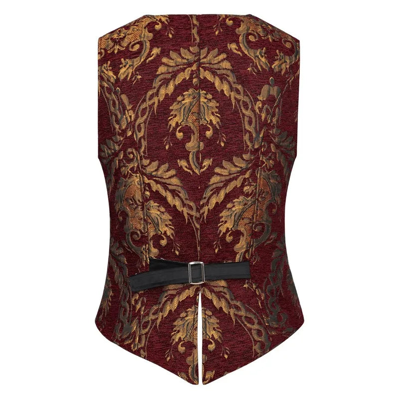 Man Suit Vest British Style Contrast Color Printed Male Waistcoat Retro Punk V-neck Single-breasted Sleeveless Men Vest