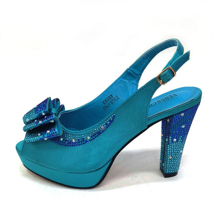 Women High Heels Sandals Printing Flower Material with Rhinestone Italian Design Coffee Color Open-Toed Shoes