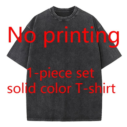 Men's and Women's Cotton Washed T-Shirt Custom Printed T-Shirt 230G Top DIY Your Favorite Pattern or Logo Fashionable Custom Top