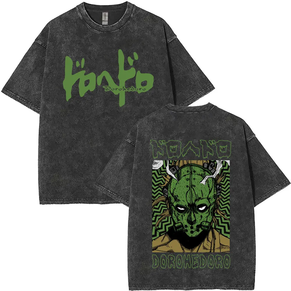 Anime Dorohedoro Kaiman Washed T-Shirt Men's Women Clothing Hip Hop Gothic Y2k T-Shirt Oversized Short Sleeve Cotton Tees Tops