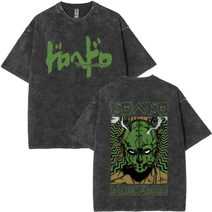 Anime Dorohedoro Kaiman Washed T-Shirt Men's Women Clothing Hip Hop Gothic Y2k T-Shirt Oversized Short Sleeve Cotton Tees Tops