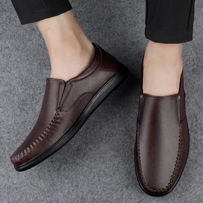 Genuine Leather Men's Loafers Soft Cowhide Men Casual Shoes Luxury Brand Male Driving Footwear Slip-on Flats Handmade Moccasins