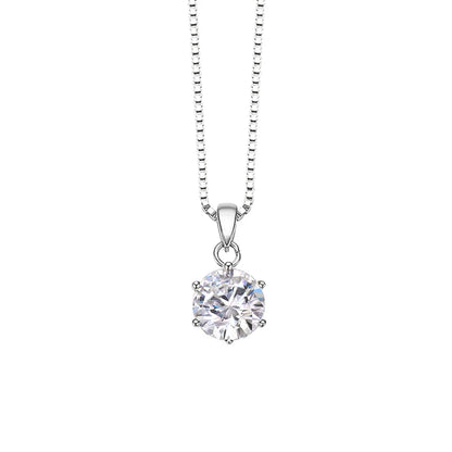 0.5-10CT Real Moissanite Pendant Necklace For Women D Color Round Diamond Necklace 925 Sterling Silver Classic Bride Jewelry