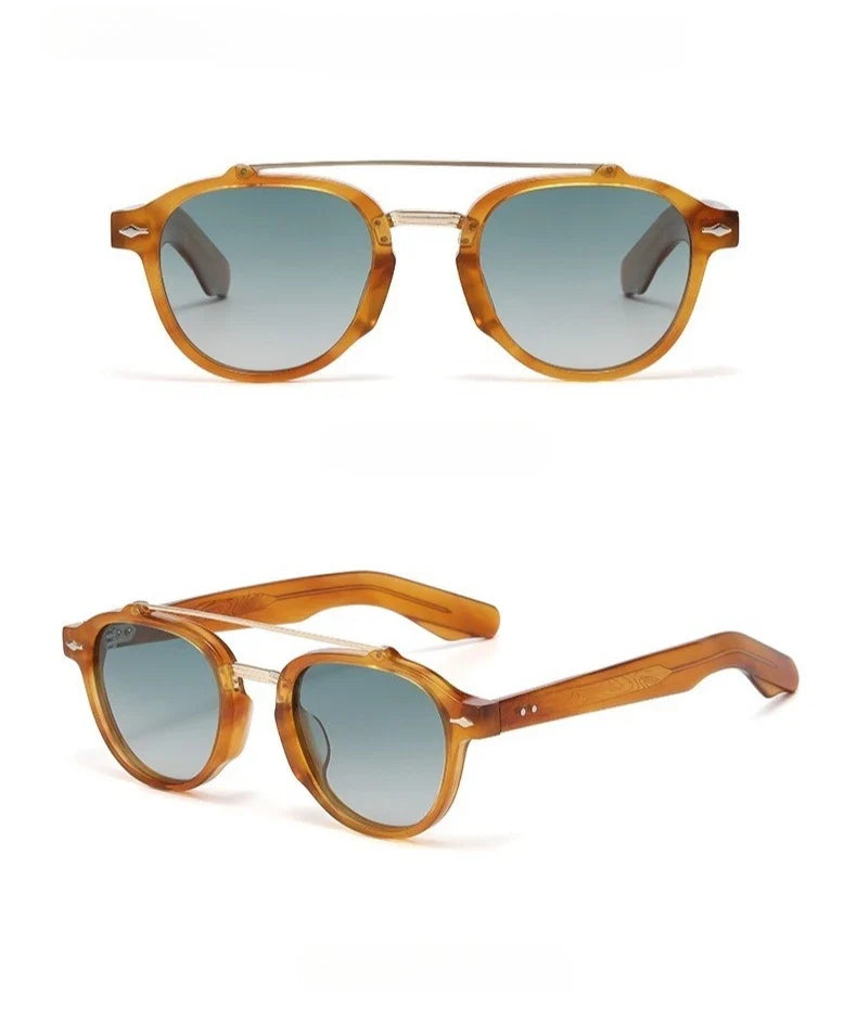 New High-end Flat Top Double Bridges Men Polarized Sunglasses Acetate Square Suneyeglass Women Fashion Retro Gifts Eyewear UV400