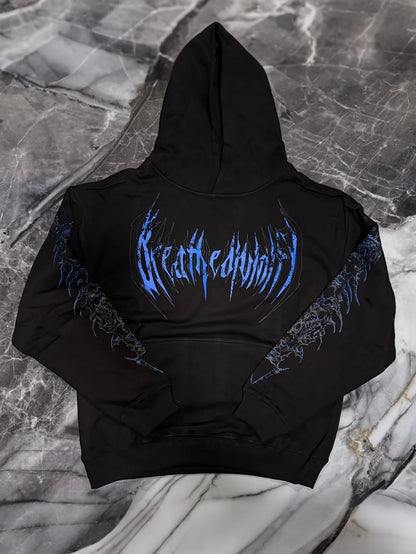 Fashionable men's autumn gym muscle training Gothic letter print soft and comfortable hooded sweatshirt outdoor street sports to