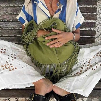 Vintage Suede Hobos Women Shoulder Bags Bohemian Tassel Handbags Large Capacity Tote Bag Autumn and Winter Big Shopper Purses