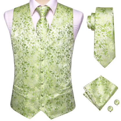 20 Color Men's Vests Tie Business Formal Dress Slim Sleeveless Jacket 4PC Hanky Cufflink Blue Paisley Suit Waistcoat