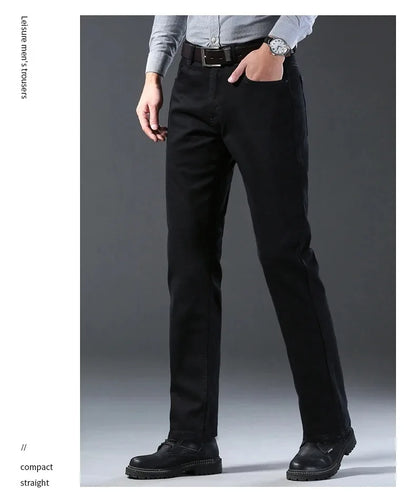 2026 Classic Men Straight Jeans Homme Pantalon Streetwear Soft Black Blue Masculino Denim Mans Pants
