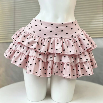 Women Cute Lace Ruffles Party Mini Skirts Harajuku Y2k Faldas Mujer Lolita Style Princess Vintage Cake Skirt Sweet Kawaii