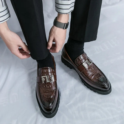 Mens Loafers Party Business Thick Soled Men Leather Shoes Dress Platform Shoes Comfortable Fashion New Casual Shoes for Men