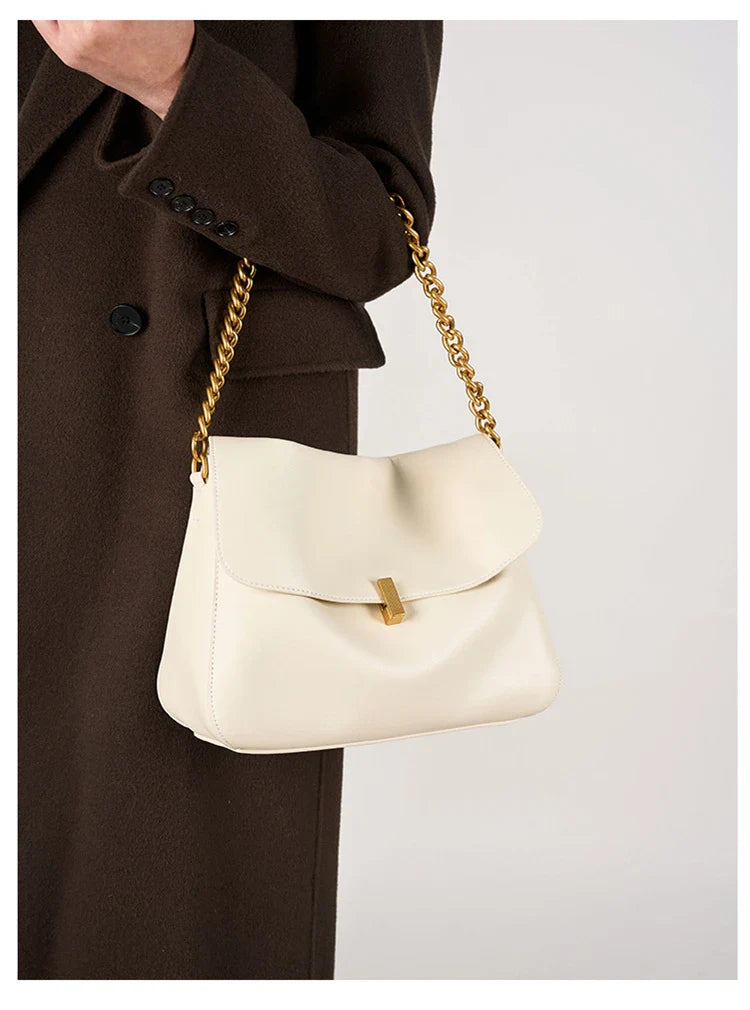 Genuine Leather Large Chain Shoulder For Women 2026 Luxury Designer Office Messenger Bags Satchel Cow Ladies Handbags