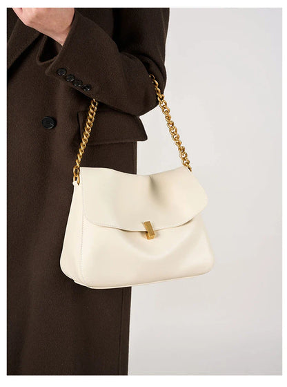 Genuine Leather Large Chain Shoulder For Women 2026 Luxury Designer Office Messenger Bags Satchel Cow Ladies Handbags