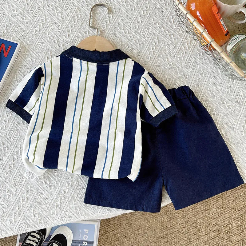 New Summer Baby Boys Clothes Suit Children Short Sleeved Striped T-Shirt Shorts 2Pcs/Sets Infant Casual Costume Kids Tracksuits