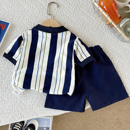 New Summer Baby Boys Clothes Suit Children Short Sleeved Striped T-Shirt Shorts 2Pcs/Sets Infant Casual Costume Kids Tracksuits