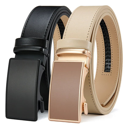 Metal Sand Surface Automatic Film Buckle, High-quality Cowhide Men's Premium Business Waist Belt/belt, Color Optional