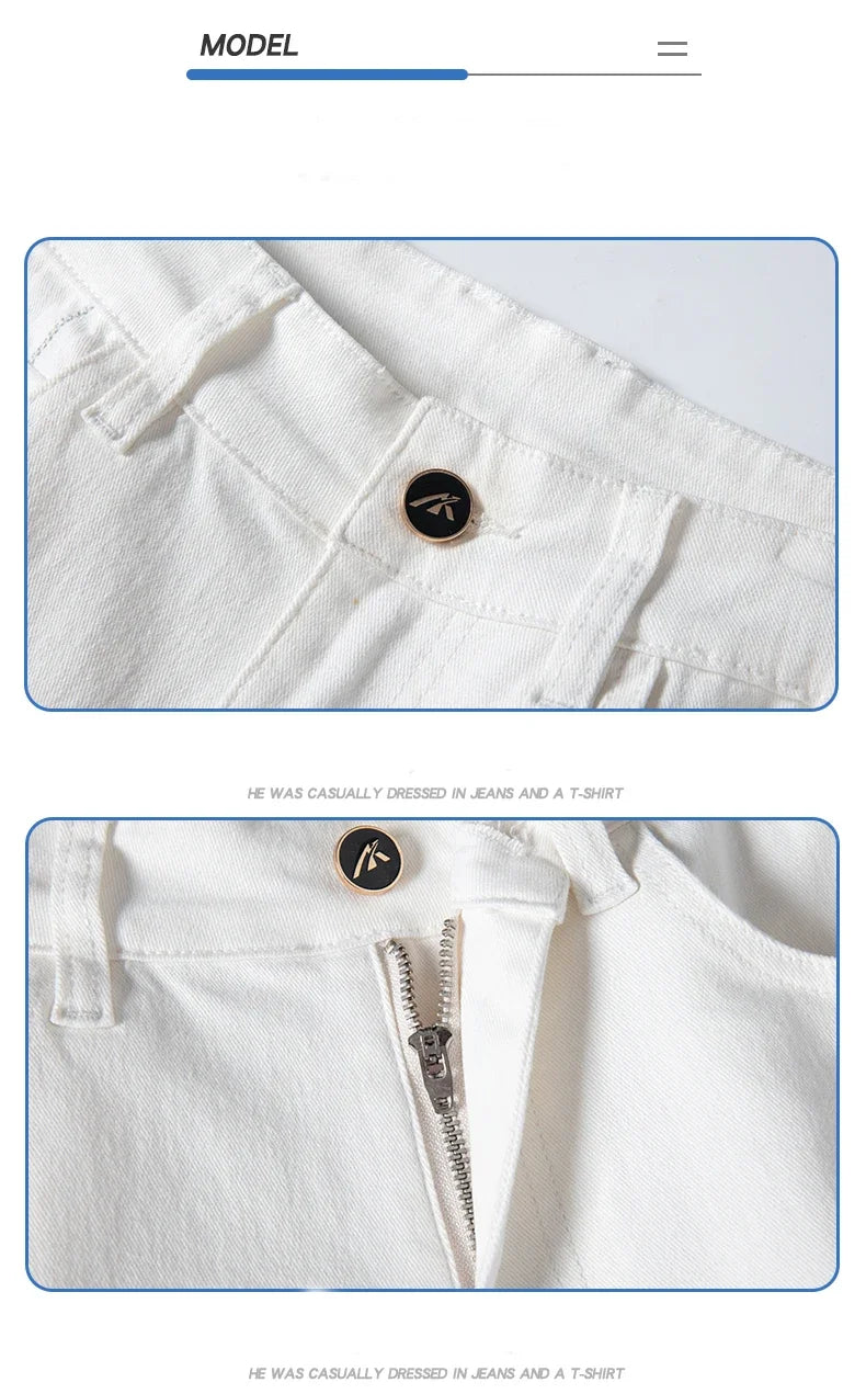 New Summer 98% Cotton Men's Business Casual Jeans Straight Soft Stretch Fabric Baggy Denim Pants Male Brand Trousers