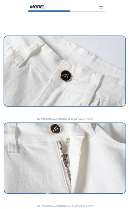 New Summer 98% Cotton Men's Business Casual Jeans Straight Soft Stretch Fabric Baggy Denim Pants Male Brand Trousers