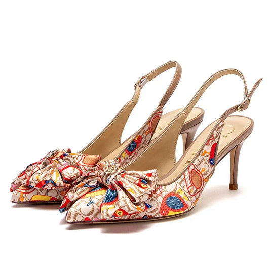 Heel 2024 Women's High Heels New Bow Pointed Sandals Women's Party Wedding Shoes 7cm