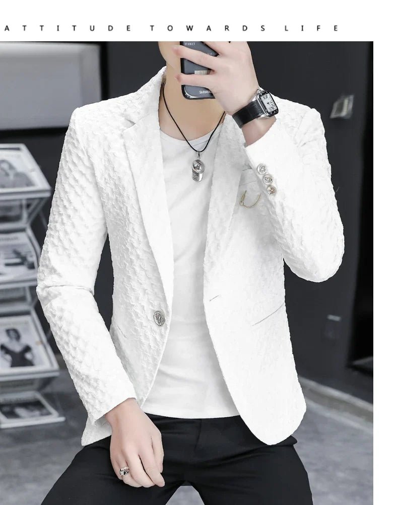 2024 Autumn New Fashion Handsome Men Business Leisure Banquet Shopping Slim-fit Korean Suit  Costume Croisé Homme  Blazer