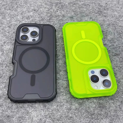 Trendy 3IN1 Magnetic Shockproof Case for IPhone 17 16 15 14 13 12 Pro Max Frosted Slim Clear Translucent Wireless Charging Cover