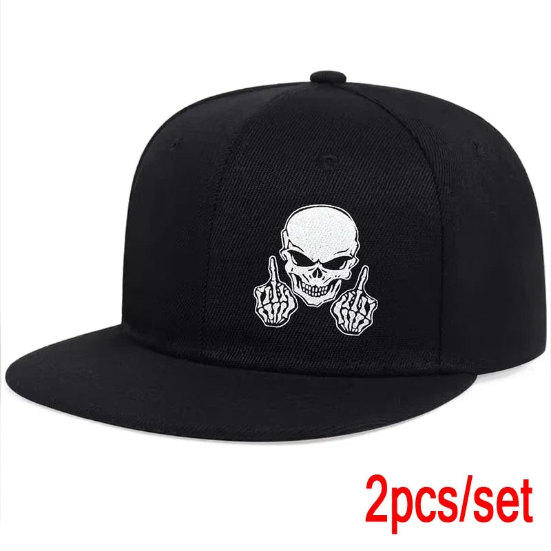 Unisex Skeleton Finger Embroidery Hip-hop Hats Spring Autumn Outdoor Adjustable Casual Baseball Caps Sunscreen Hat