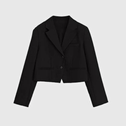 Crop Blazers Women Temperament Simple Fashion Classic Leisure Design New Korean Style Ladies Spring Pure Basic Notched All-match
