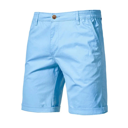 2026 New Summer 100% Cotton Solid Shorts Men High Quality Casual Business Social Elastic Waist Men Shorts 10 Colors Beach Shorts