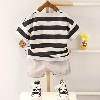 New Summer Baby Boys Clothes Suit Children Girls Cotton Striped T-Shirt Shorts 2Pcs/Sets Toddler Casual Clothing Kids Tracksuits